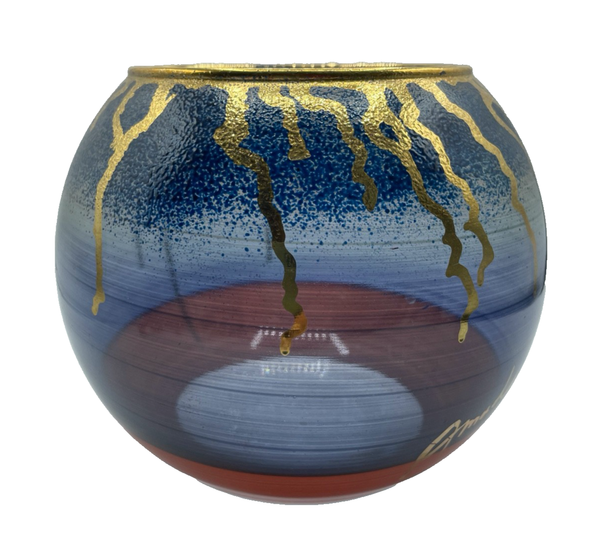 Attraktive vintage Studio Glaskunst Vase AMADEO signiert Ø 16,5 cm H 16,5 cm1