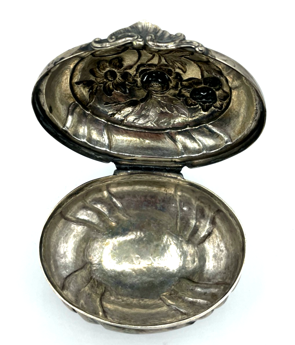 Antik Barock Silber Zuckerdose Deckeldose mit Tremolierstrich und Punzen 270 Gr.3