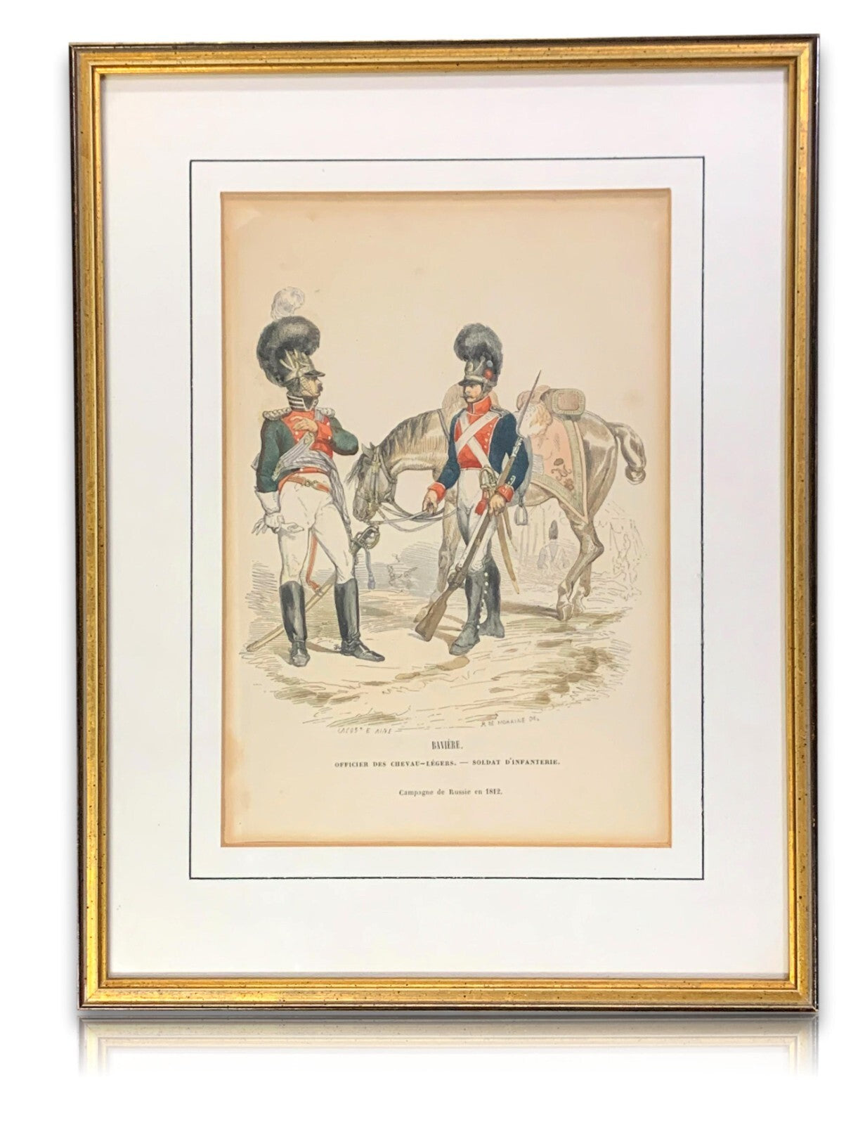 René Louis DEMORAINE - Stahlstich koloriert - Preußische Infanterie Uniform 18120
