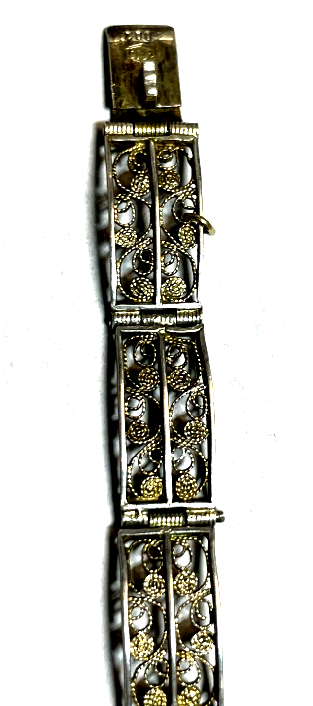 Antik 900 Silber FiligransilberArmband mit Muschel Gemme Cameo 20er J L 18 cm8