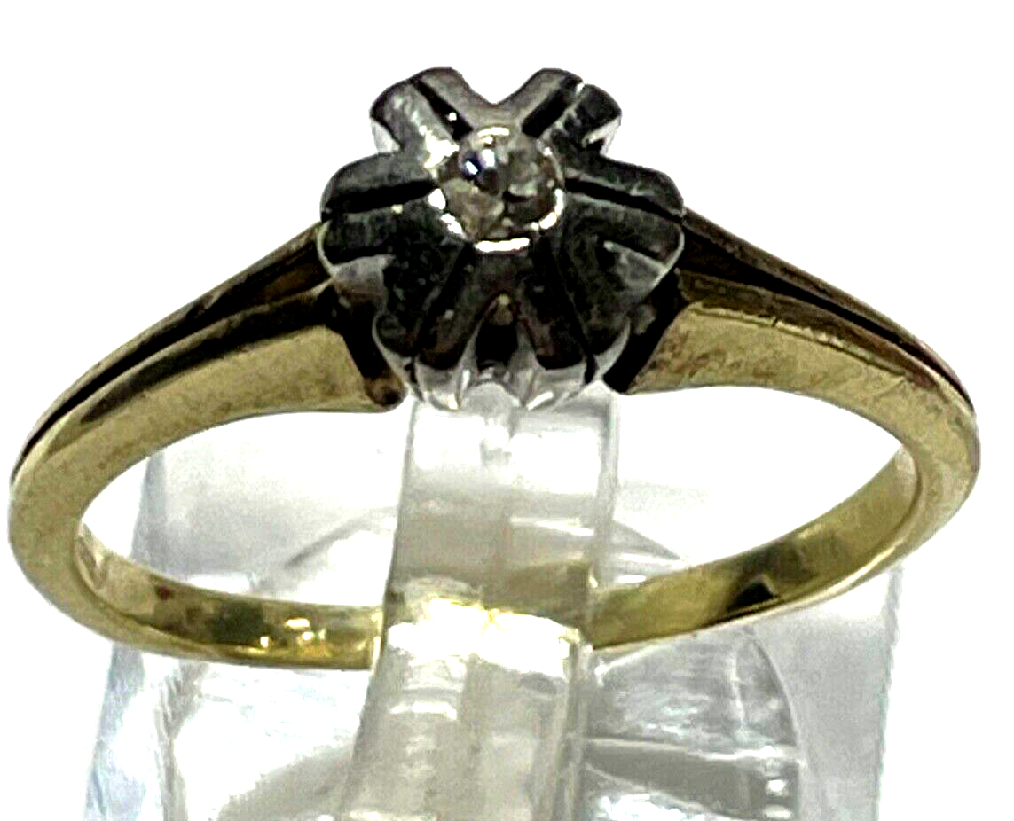Klassisch solider 585 Gold 14 K Ring Brillant ca. 0,05 ct. Ø 20mm RG 635