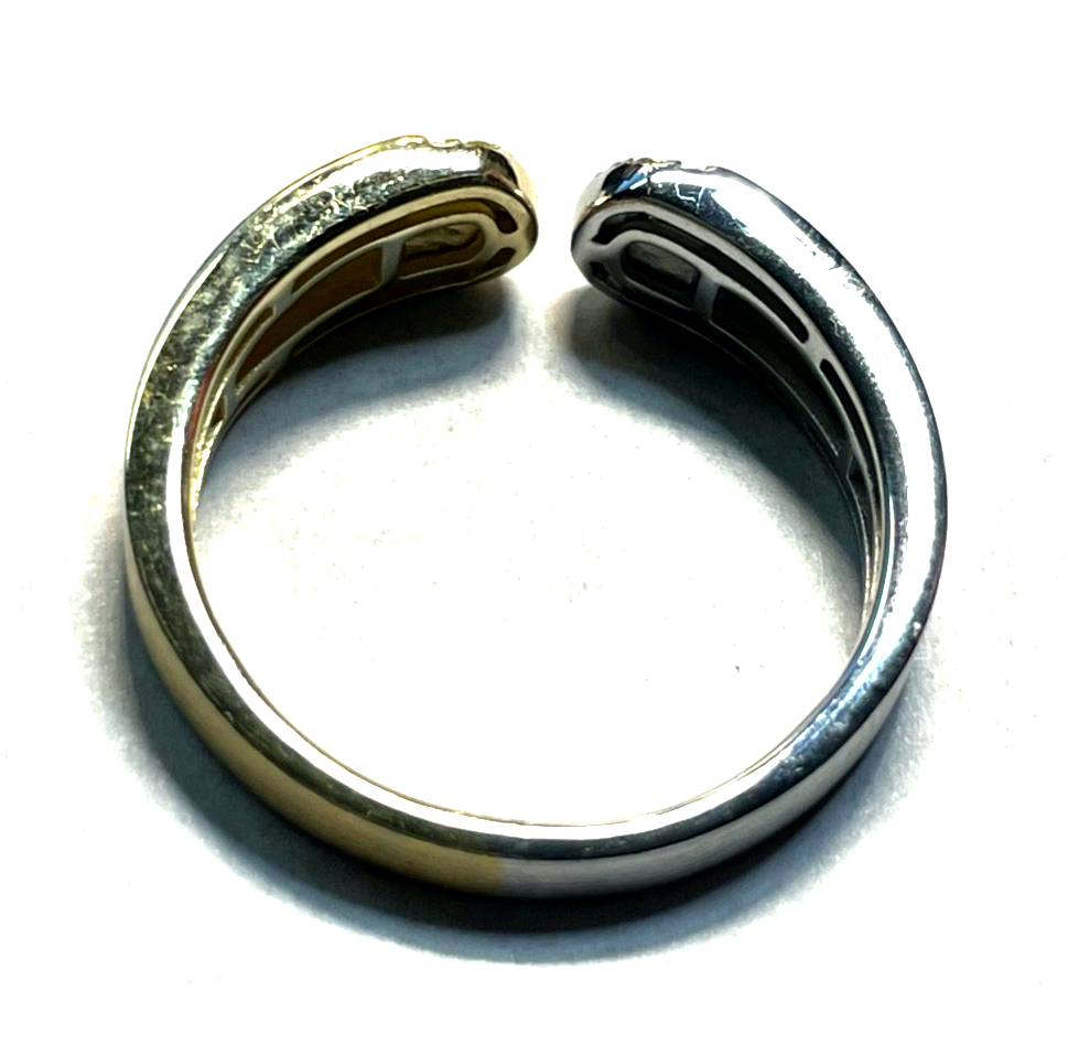 Solider Bicolor 585 Weißgold Gelbgold Ring Brillanten Ø 18 mm RG 57 Juwelier10