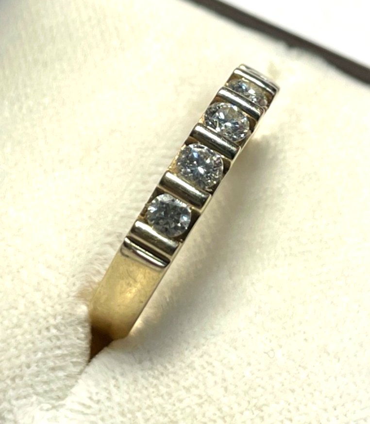Solider massiver 585 Gold 14 K Ring 5 Brillanten 0,5ct. Ø 17,8 mm RG 56 Juwelier8