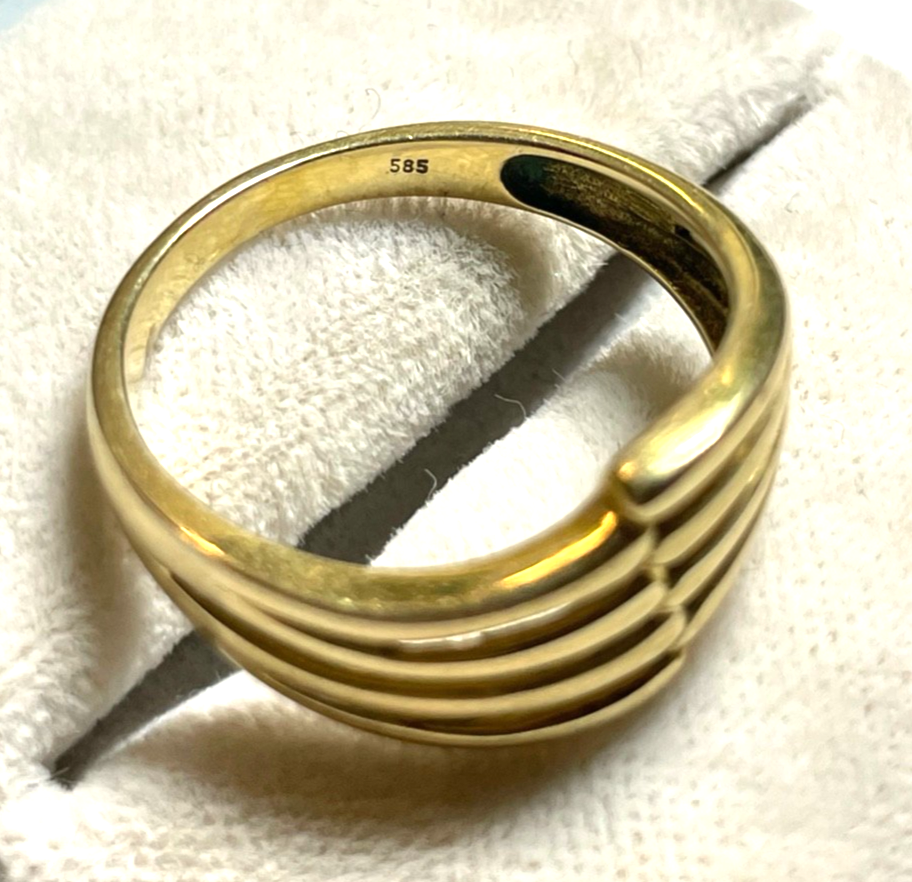 Solider 585 Gold 14 K  Ring modernes Design  Ø 16,9 mm RG 53 Juwelier gepfl.3