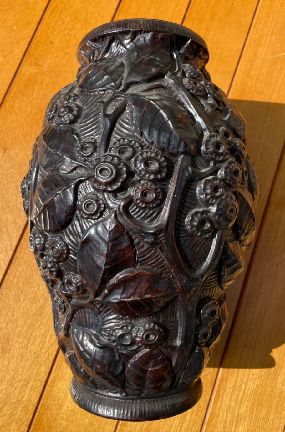 Antik gr.  Jugendstil Vase Tonscherben Terrakotta braun glasiert wie Maresch6