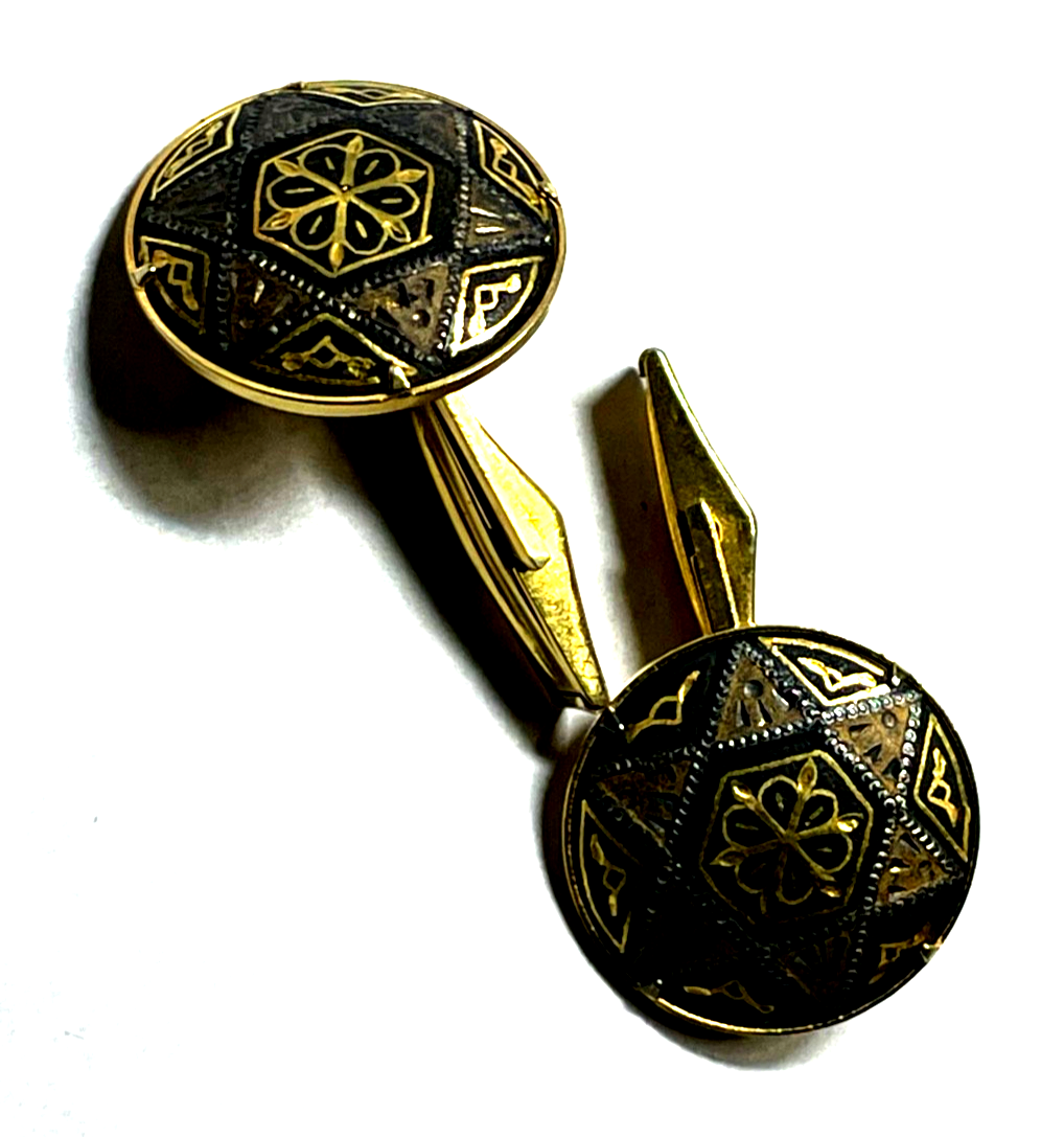 Vintage Toledo unisex Manschettenknöpfe Ø 21 mm Damaszener Handarbeit vergoldet4