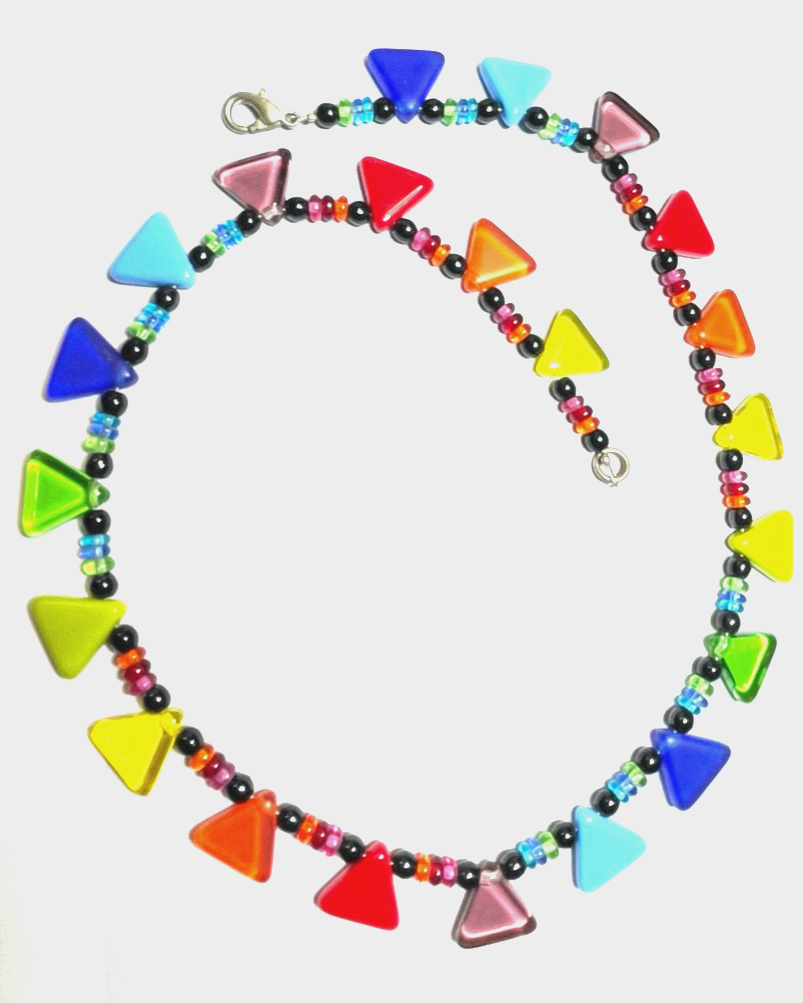 Fröhlich bunte Glas Halskette Collier Handarbeit Glaskette Glasperlen Kette0