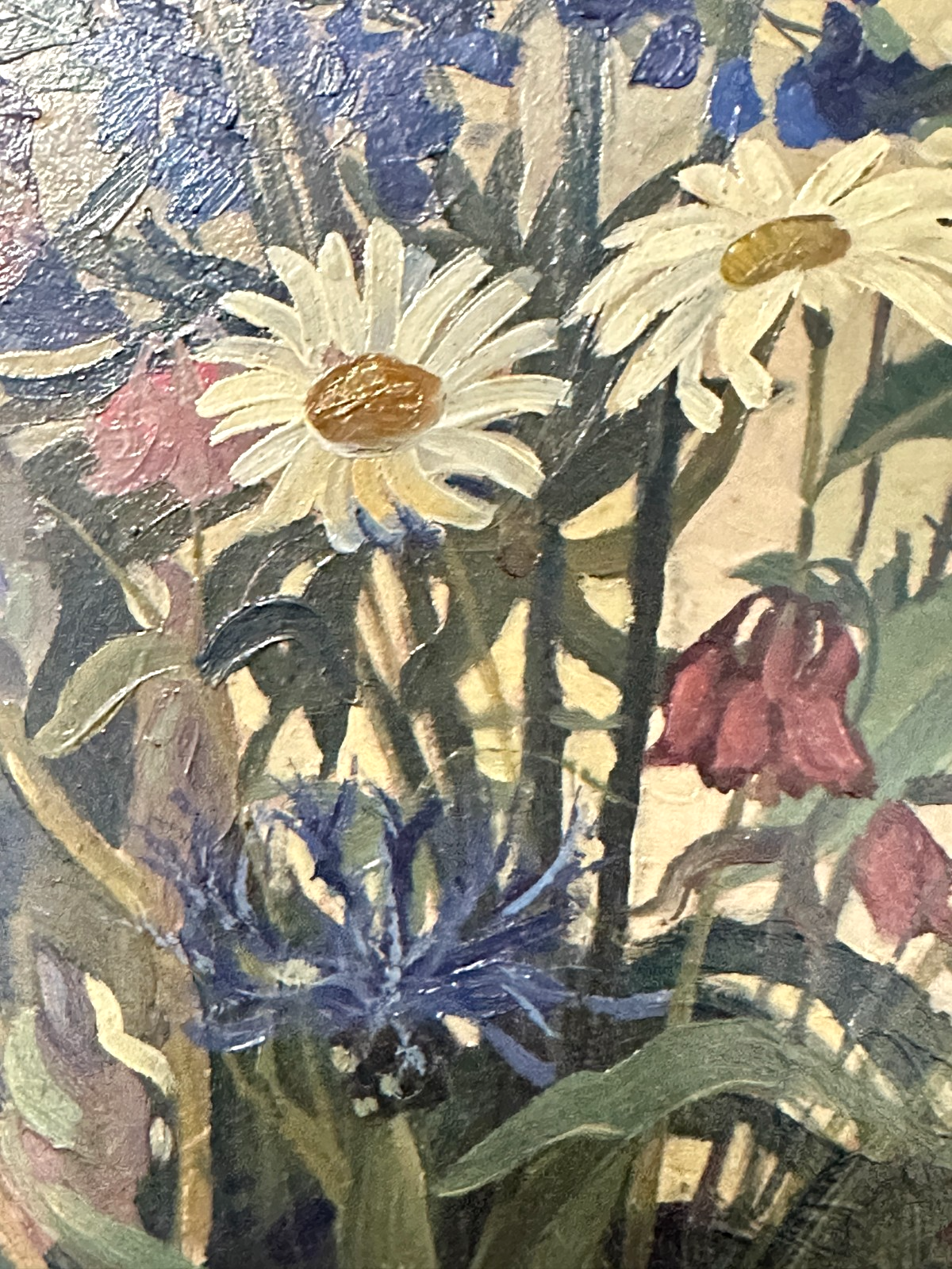 H. L. Umgelter – Florales Stillleben mit Lupinen, Lein & Lilien – Öl auf Platte4