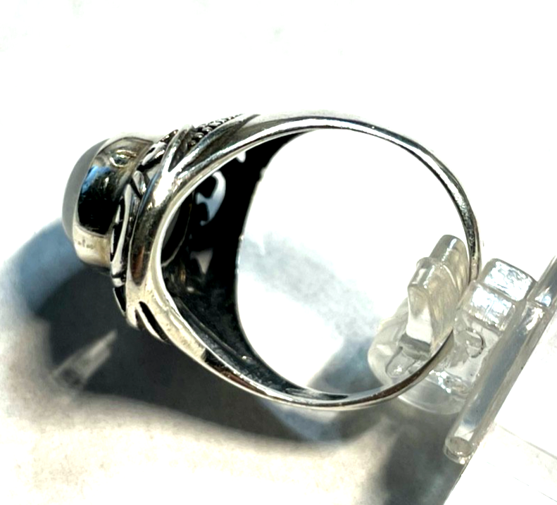 Stattlicher 925 Silber Ring Mondstein Cabochon Ø 18,5 mm RG 58 solide Qualität5