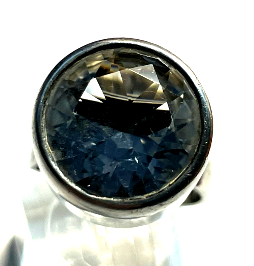 Modernist BeH Bengt Hallberg Schweden 925 Silber Ring Bergkristall offene Schien5
