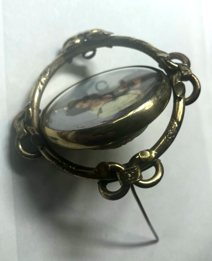 Antik Mega gr. Anstecknadel Brosche / Anhänger drehbar 2 Motive Golddouble11