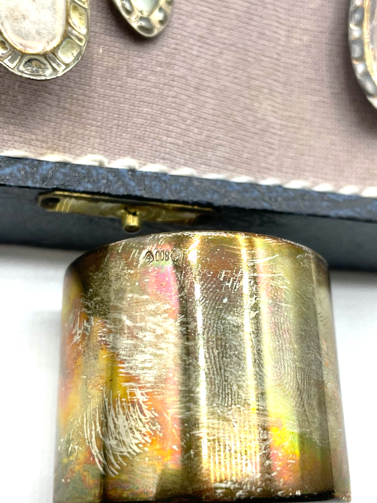 Antik 800 Silber Kinder Besteck im original Etui 4 Teilig gepflegt Taufe Geburt4