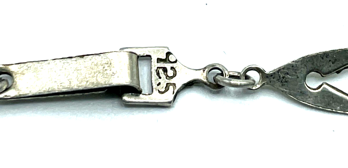 Vintage 68 cm lange 925 Silber Halskette mit beweglichen Dekor Gliedern B 6 mm3