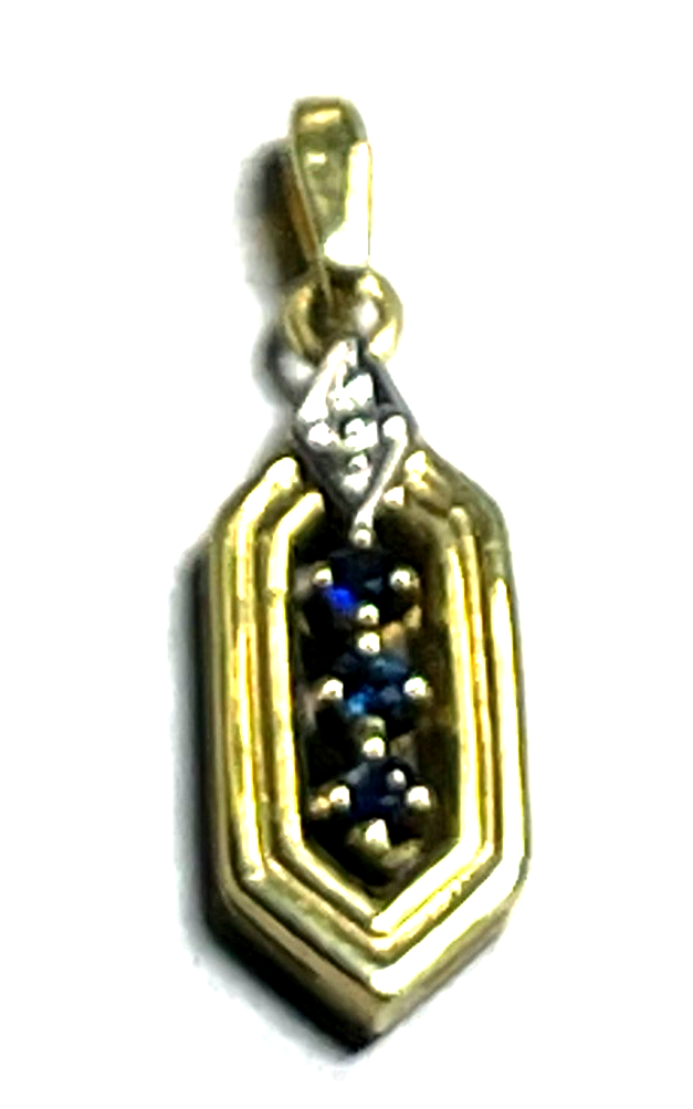 Eleganter solider 333 Gold 8 K Gold Anhänger 3 Saphire Juwelier sehr gepflegt6