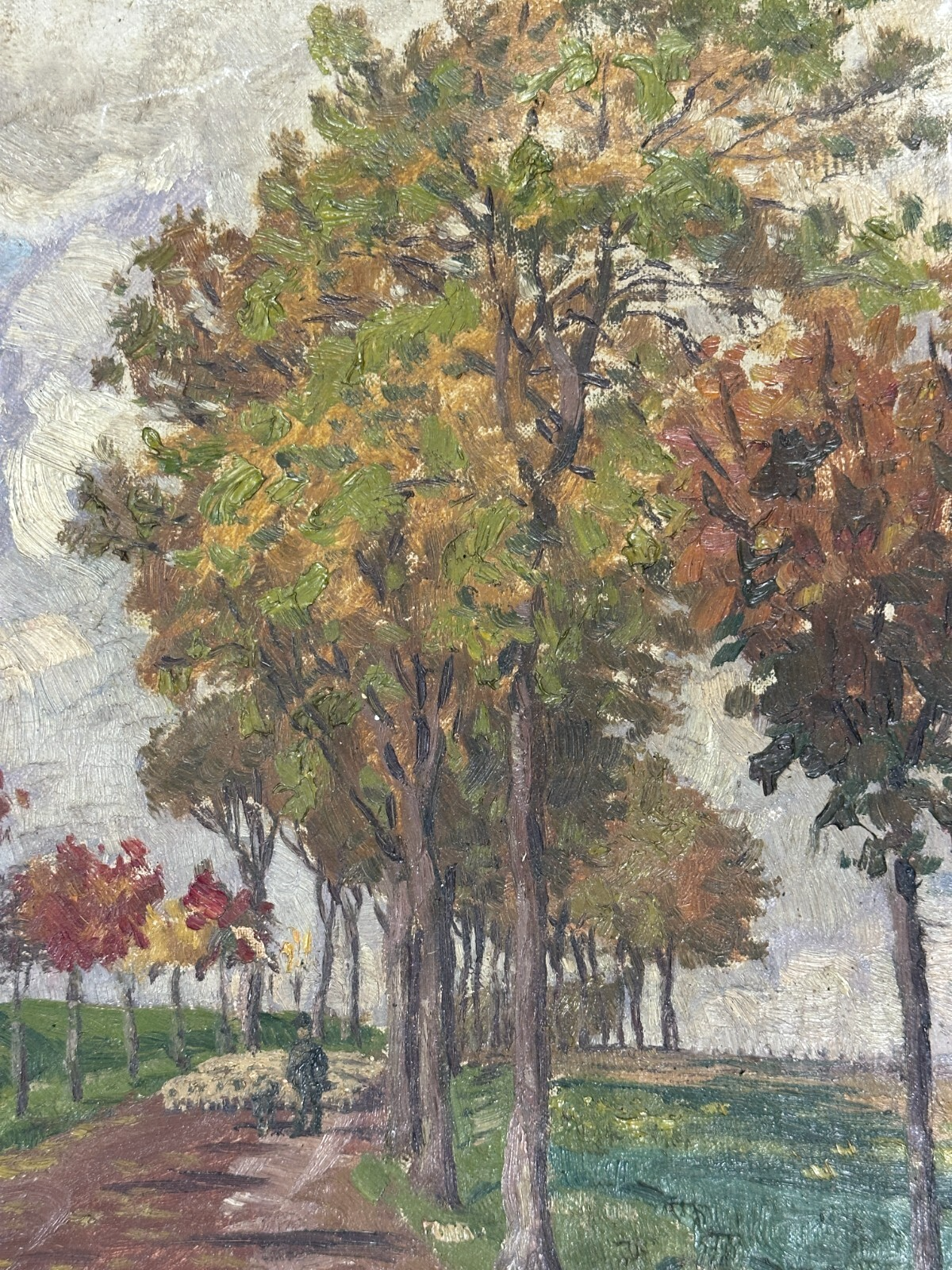 Edmund Massau (1860–1935) Öl auf Leinwand - herbstliche Straßenszene - signiert3