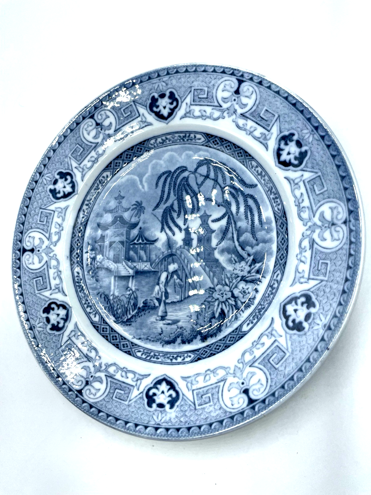 Antik blaue Yeddo U&C Sarreguemines Teller Speiseteller Ø 24 cm 6 Stück gepfl.3