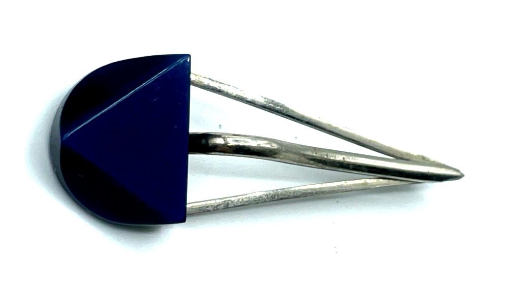 Art Déco blaue Bakelit Galalith Brosche Anstecknadel wie Lapislazuli 30er J2