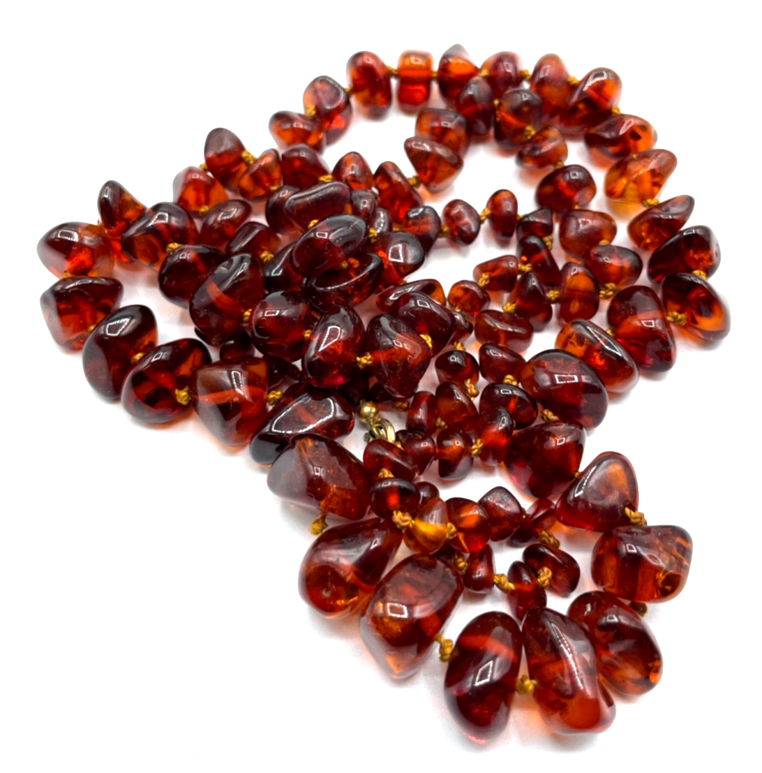 Vintage stattliche Bernstein Kette Inklusen amber necklace 50 Gramm L 95 cm5