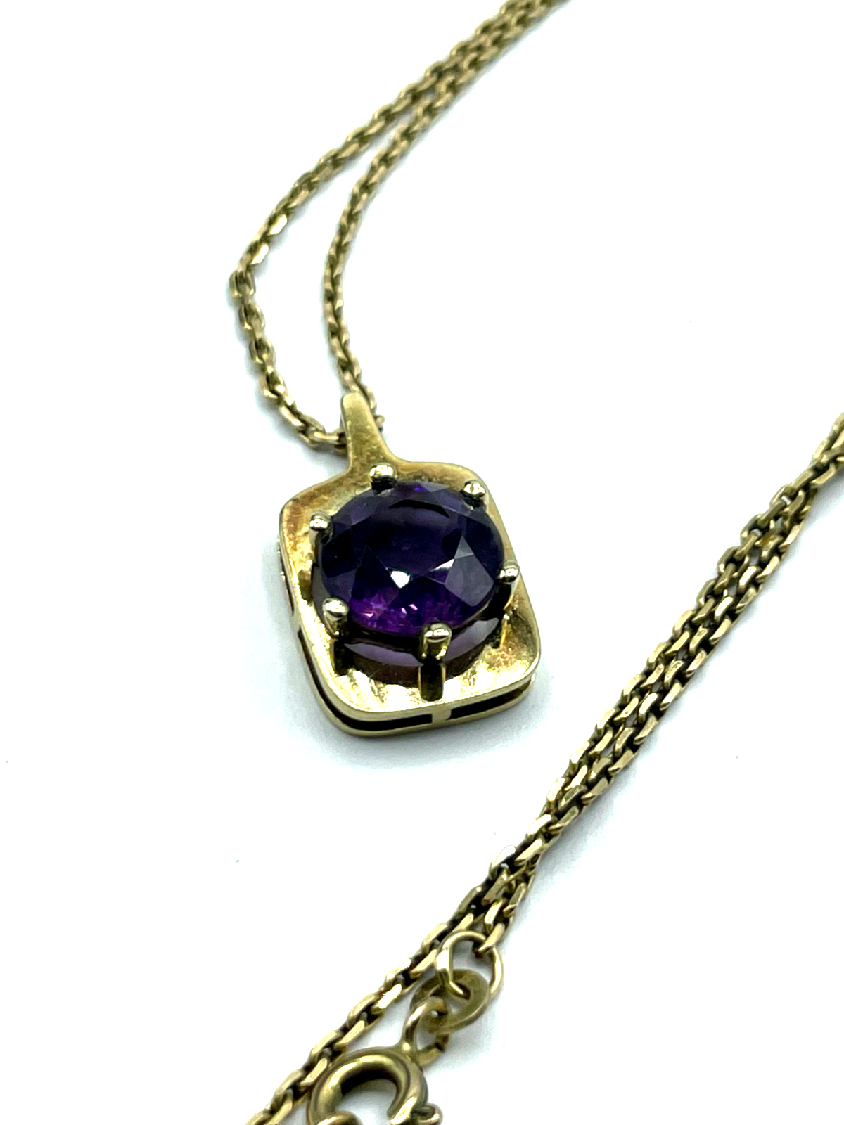 333 Gold 8 K FBM solide 46 cm Ankerkette mit Amethyst Ø 10 mm Anhänger klassisch11