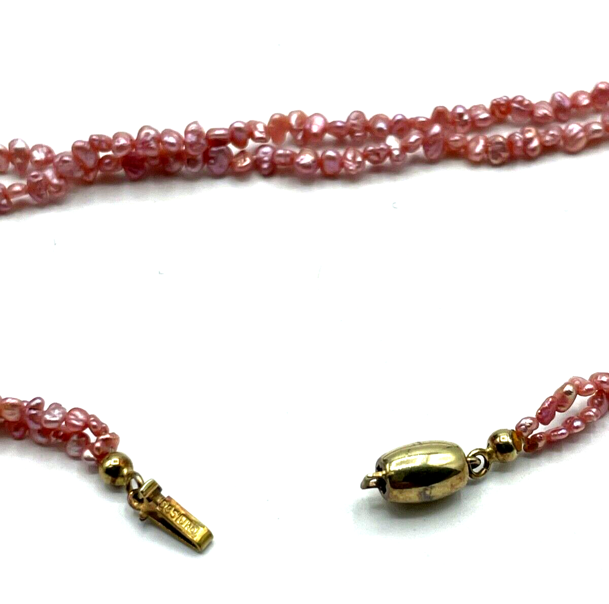 2 reihige pink Perlenkette Flußperlen 585 Gold 14 K Schliesse Juwelier JKa 42 cm2