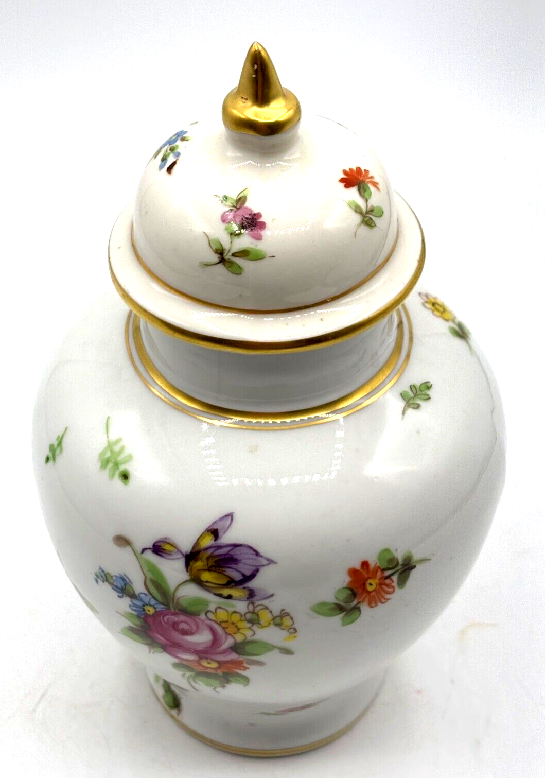 Seltene alte Ludwigsburger Porzellan Deckelvase Urnenvase handbemalt H 18,5 cm1