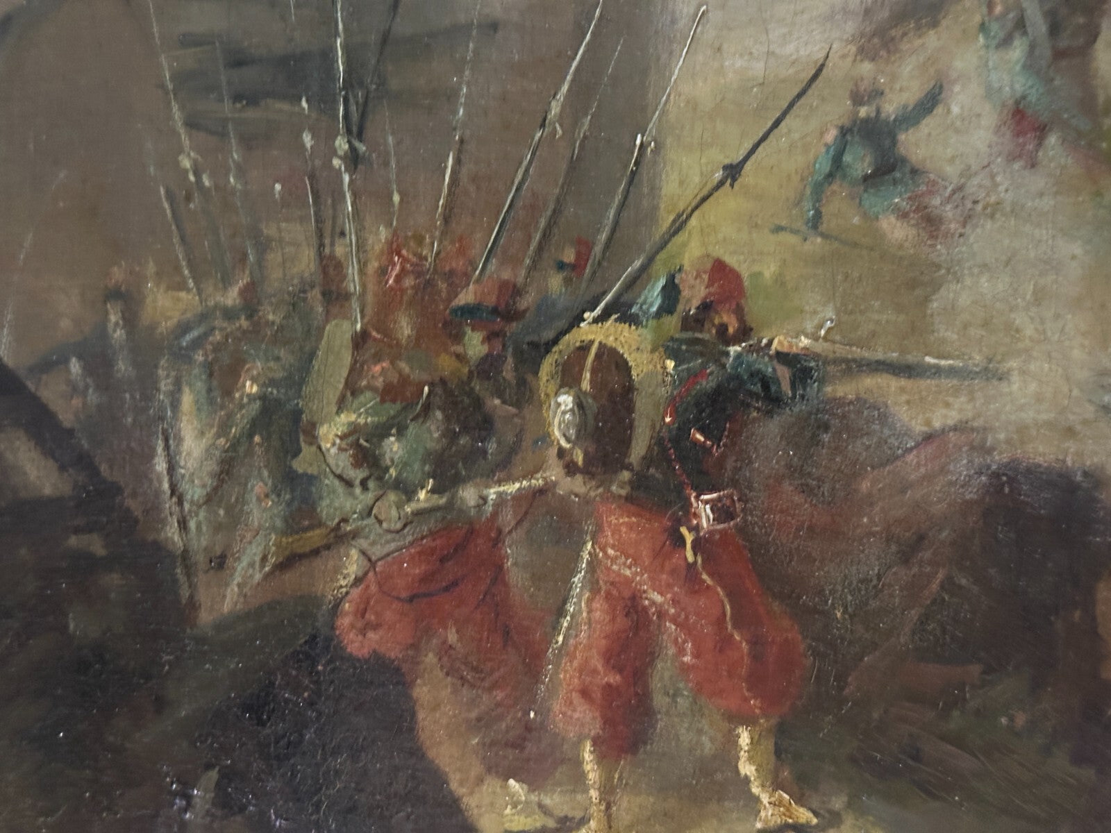 französische Schlachtenszene - Kavallerie & Zuaven, 19. Jh - Öl auf Leinwand2