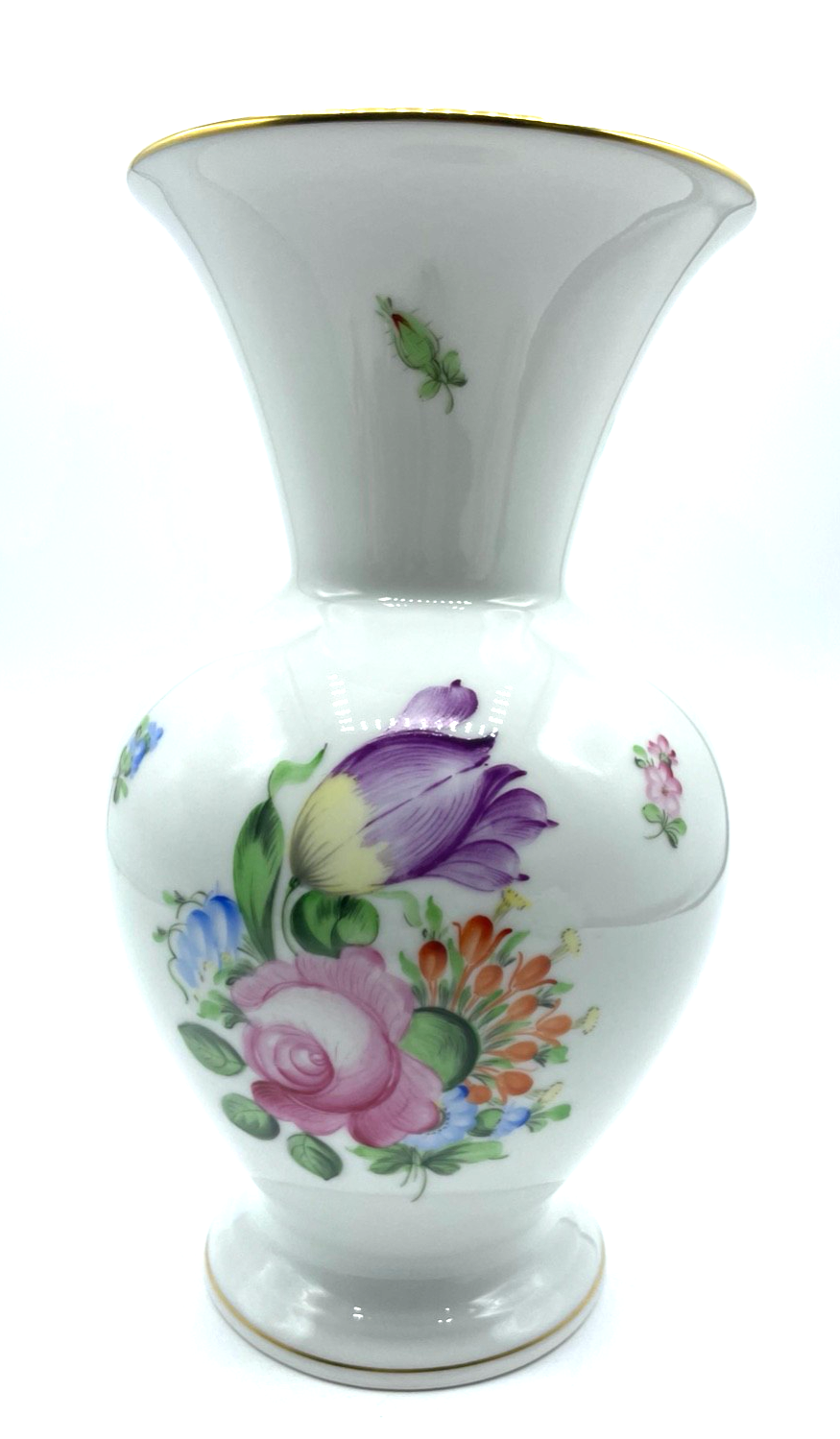 Herend große Porzellan Vase handbemalt  Blumenbukett 1. WAHL H ca. 20,5 cm0