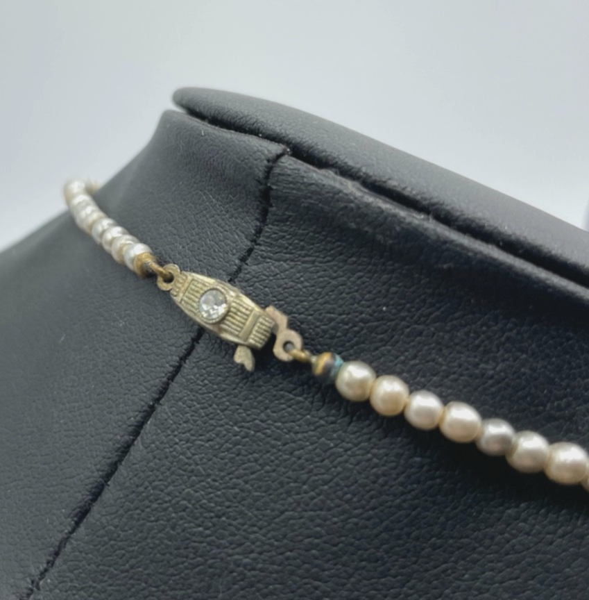 Antik Perlenkette echte Flussperlen Collier mit 835 Silber Schliesse 20erJ 43,52