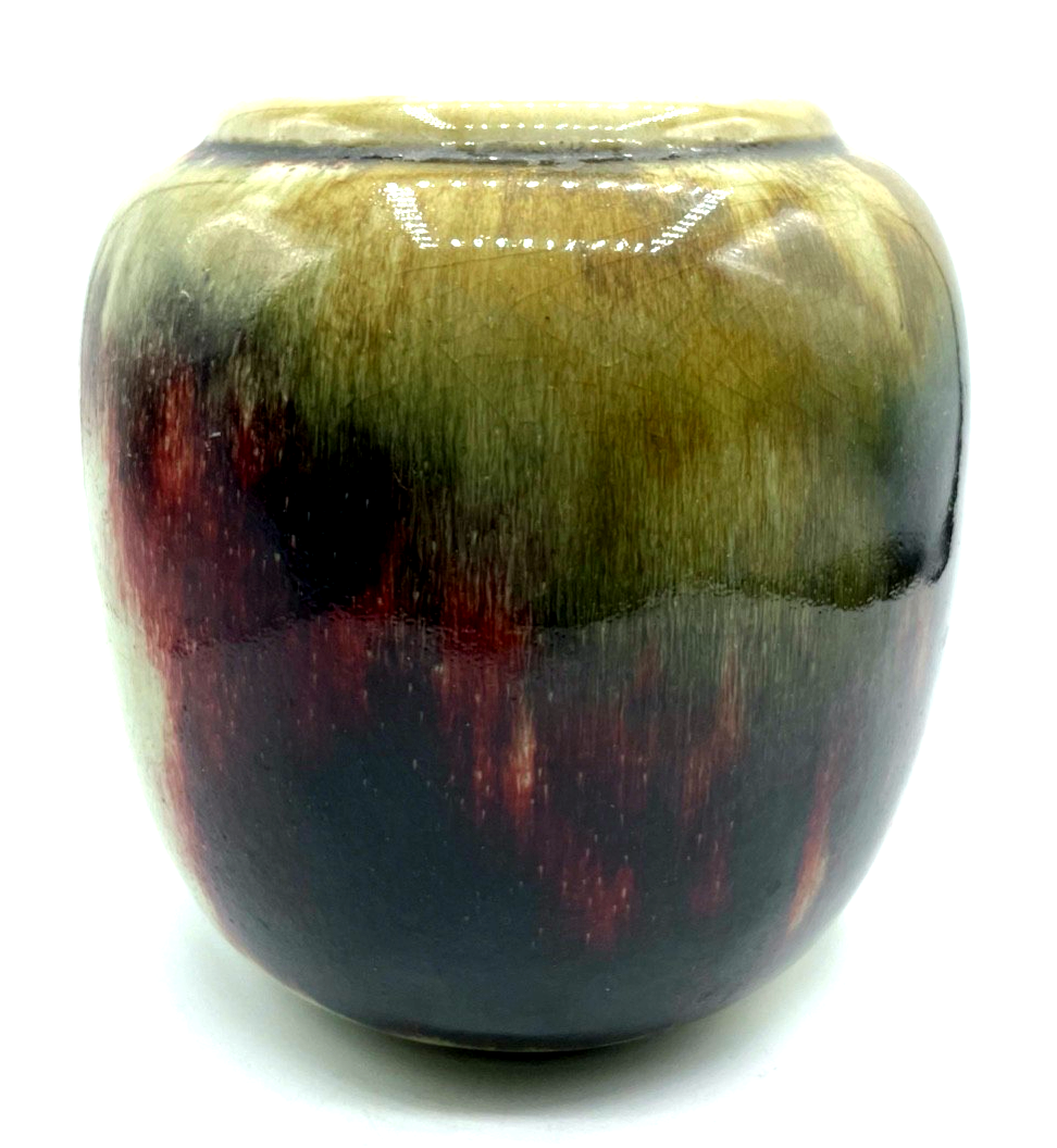 WMF Art Deco Keramik Vase Gerda Conitz Turmmarke Glasur Ochsenblut Craquelé 18cm4
