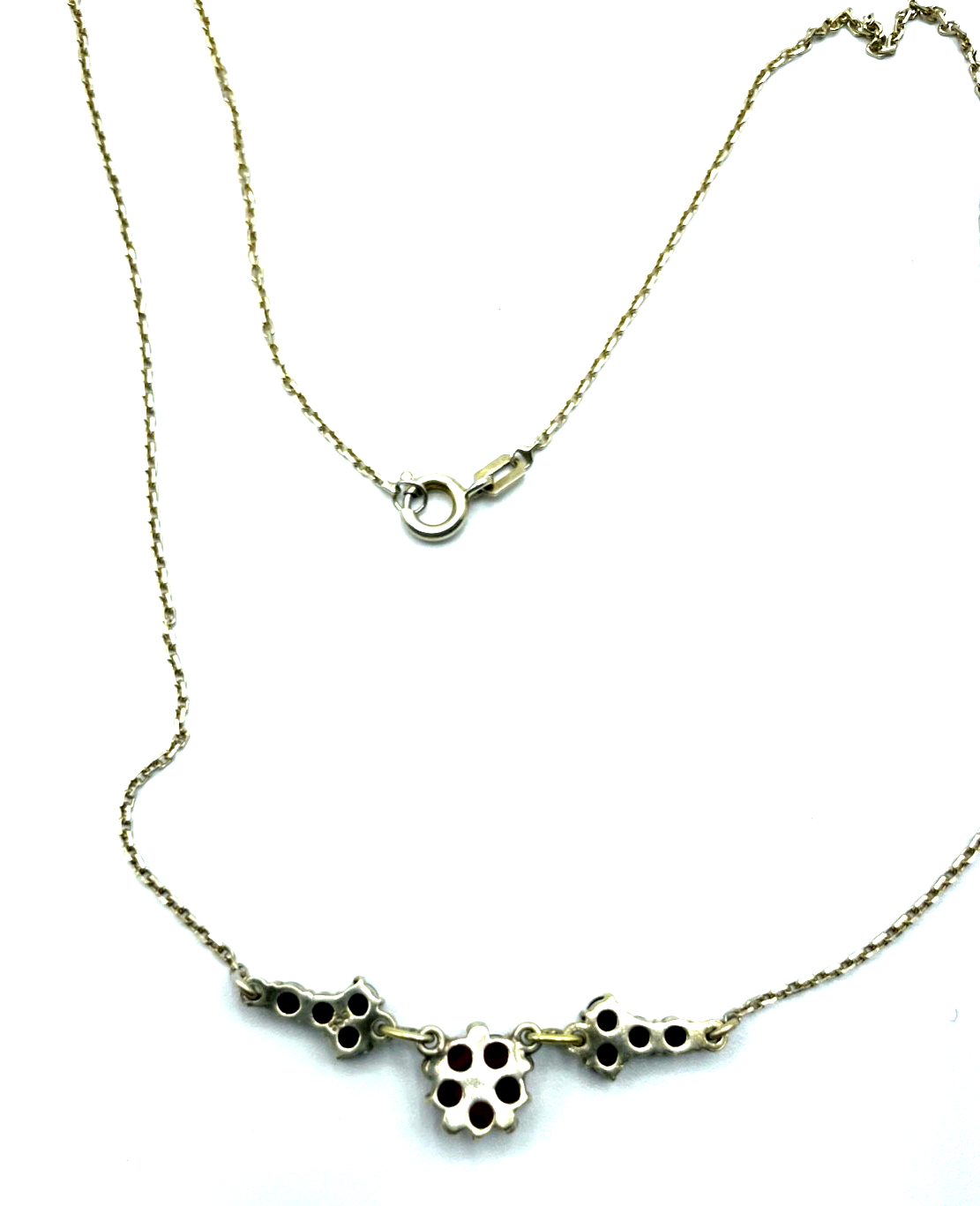 Antik attraktives 835 Silber vergoldetes Granat Collier Halskette L 44 cm5