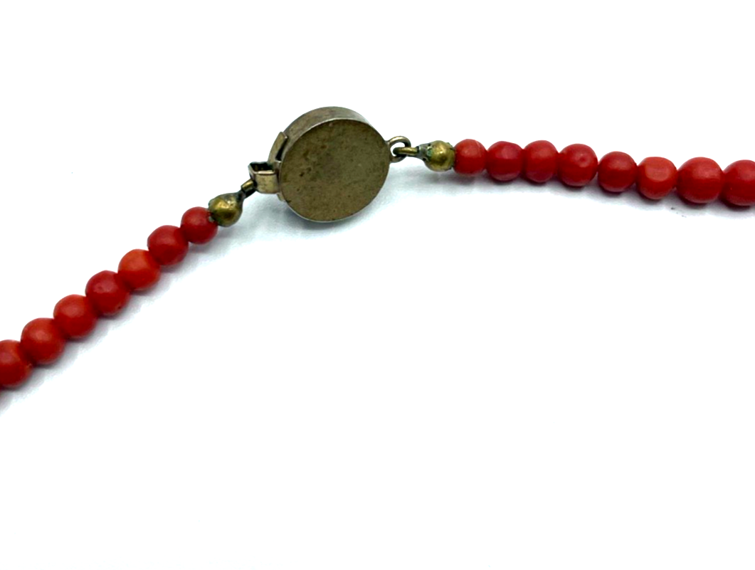 Antik Korallenkette rot Kugelkette Verlauf L50cm 800 AG/vergold. Kastenschloss6