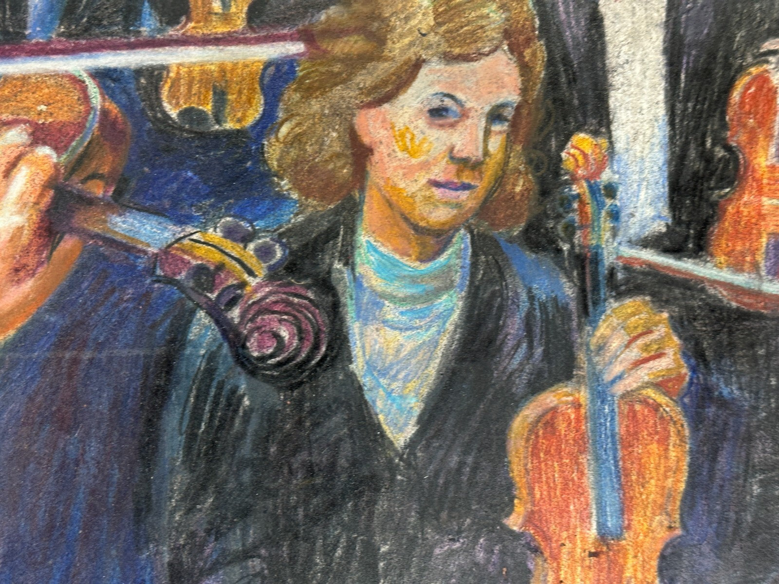 Alfred Tatzel - Hartfaserplatte - Pastellmalerei - Die 1. Geige - signiert5