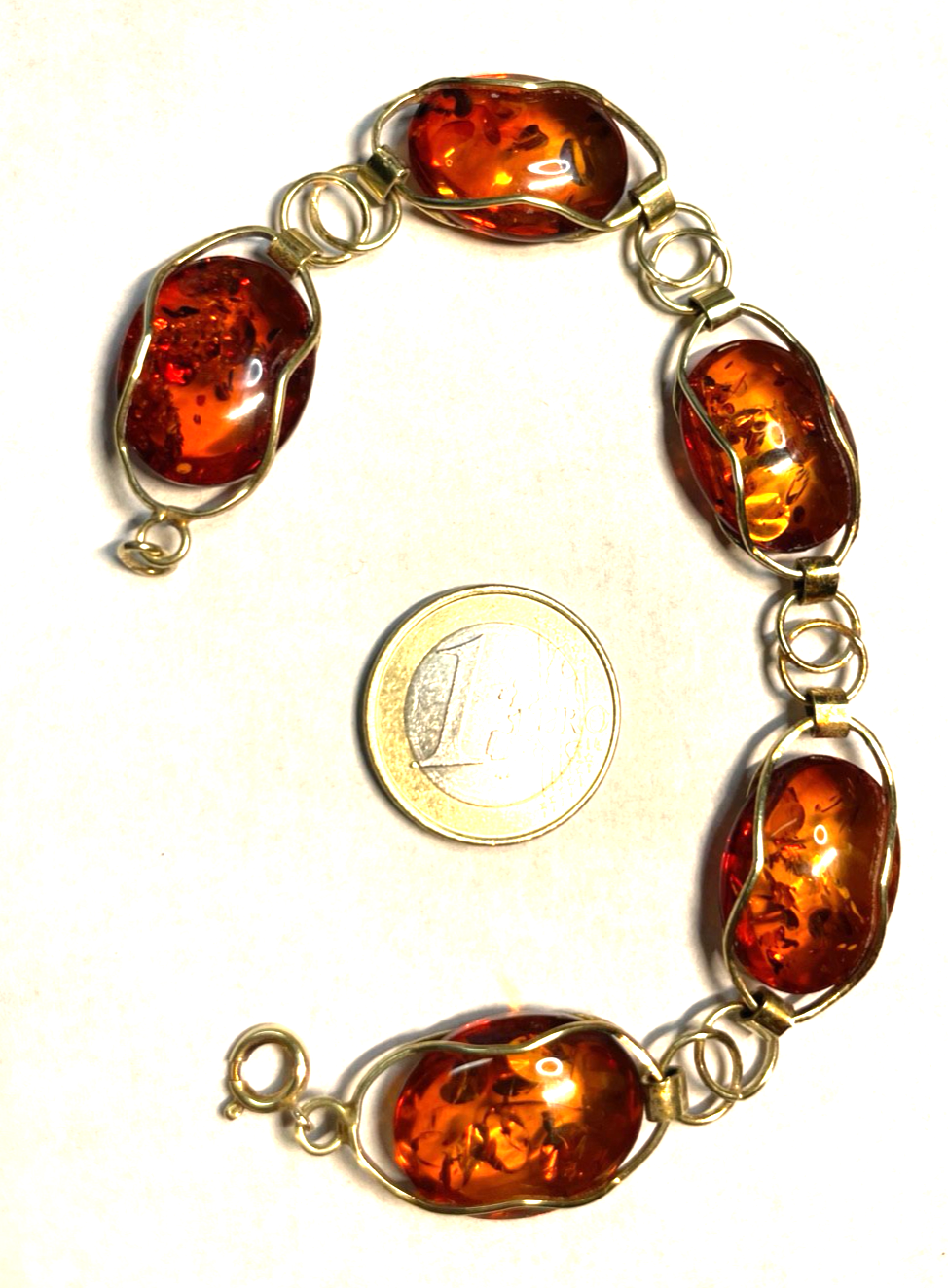 Stattliches altes  Bernstein Design Armband 333 Gold 8 K sehr gepflegt L 21 cm5