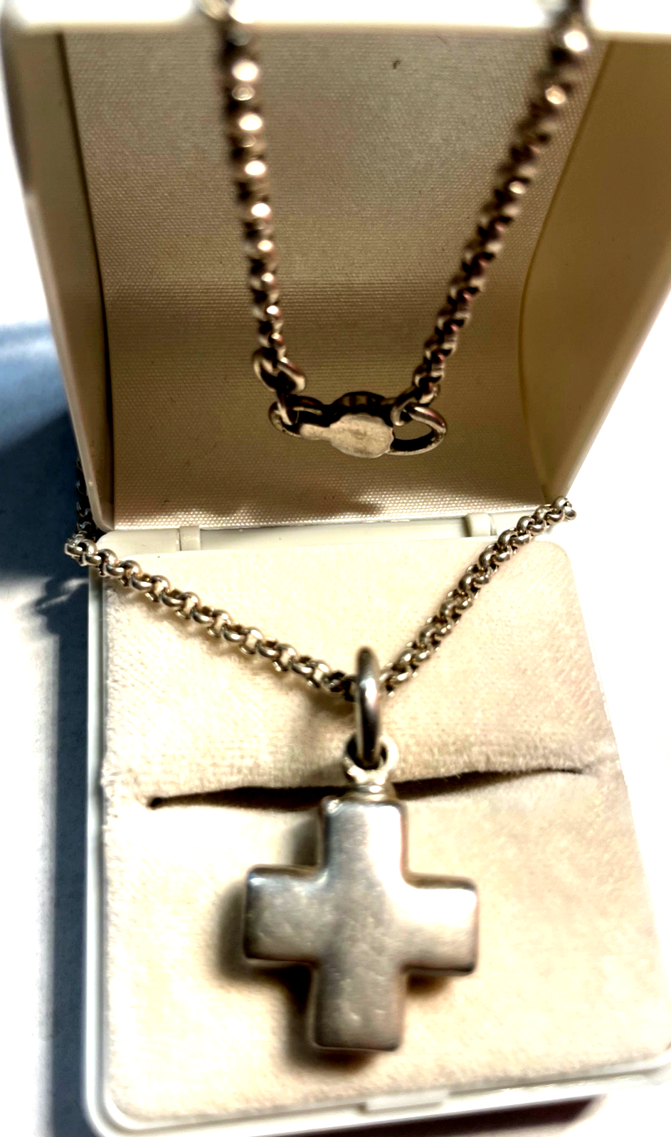 Vintage PRIMAVERA unisex Kreuz Anhänger 925 Silber an 46 cm Sterling Erbskette1