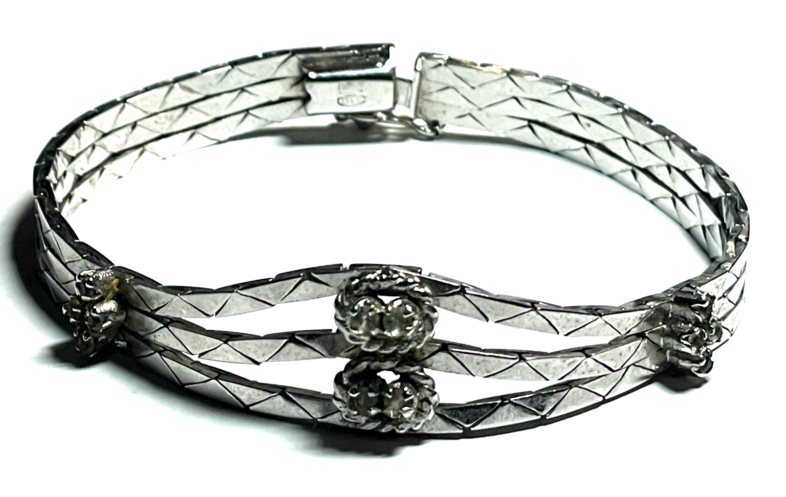 Vintage elegantes 800 Silber Armband mit 12 x Weißtopas L 19 cm B 15 mm0
