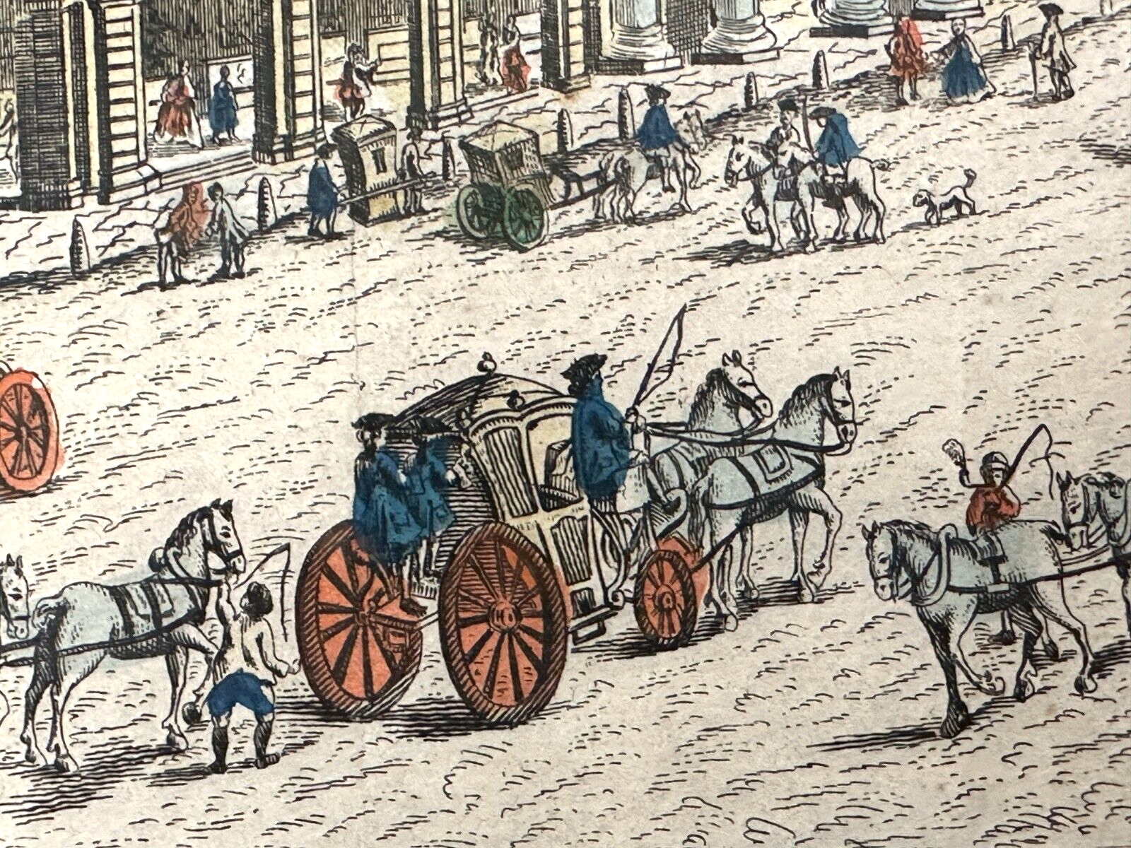 kolorierter Kupferstich - London, königliche Börse um 1750 - rahmt hinter Glas3
