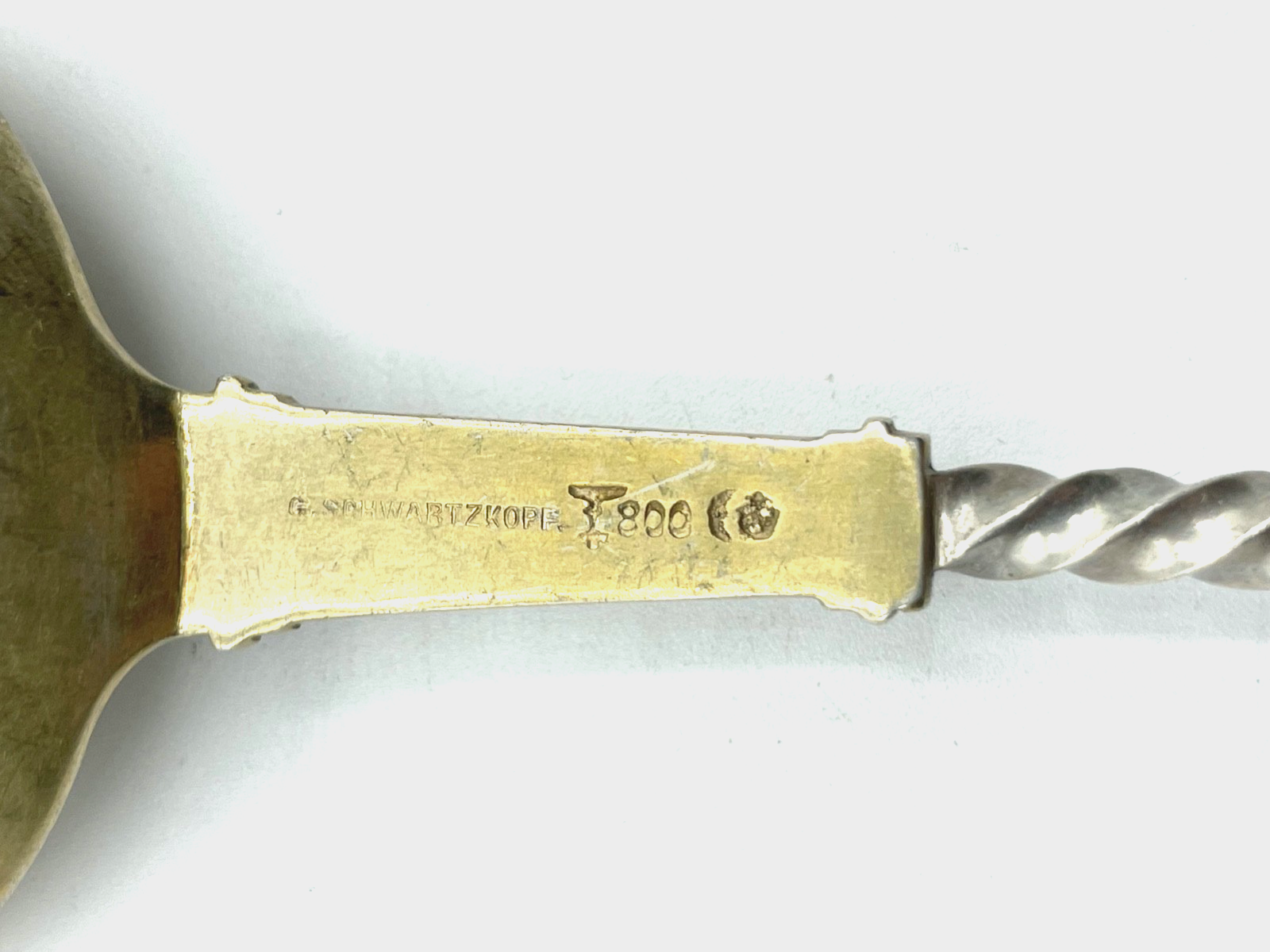 Antik großer 800 Silber G. Schwartzkopf Löffel Kaviarlöffel Historismus L 17,8cm9