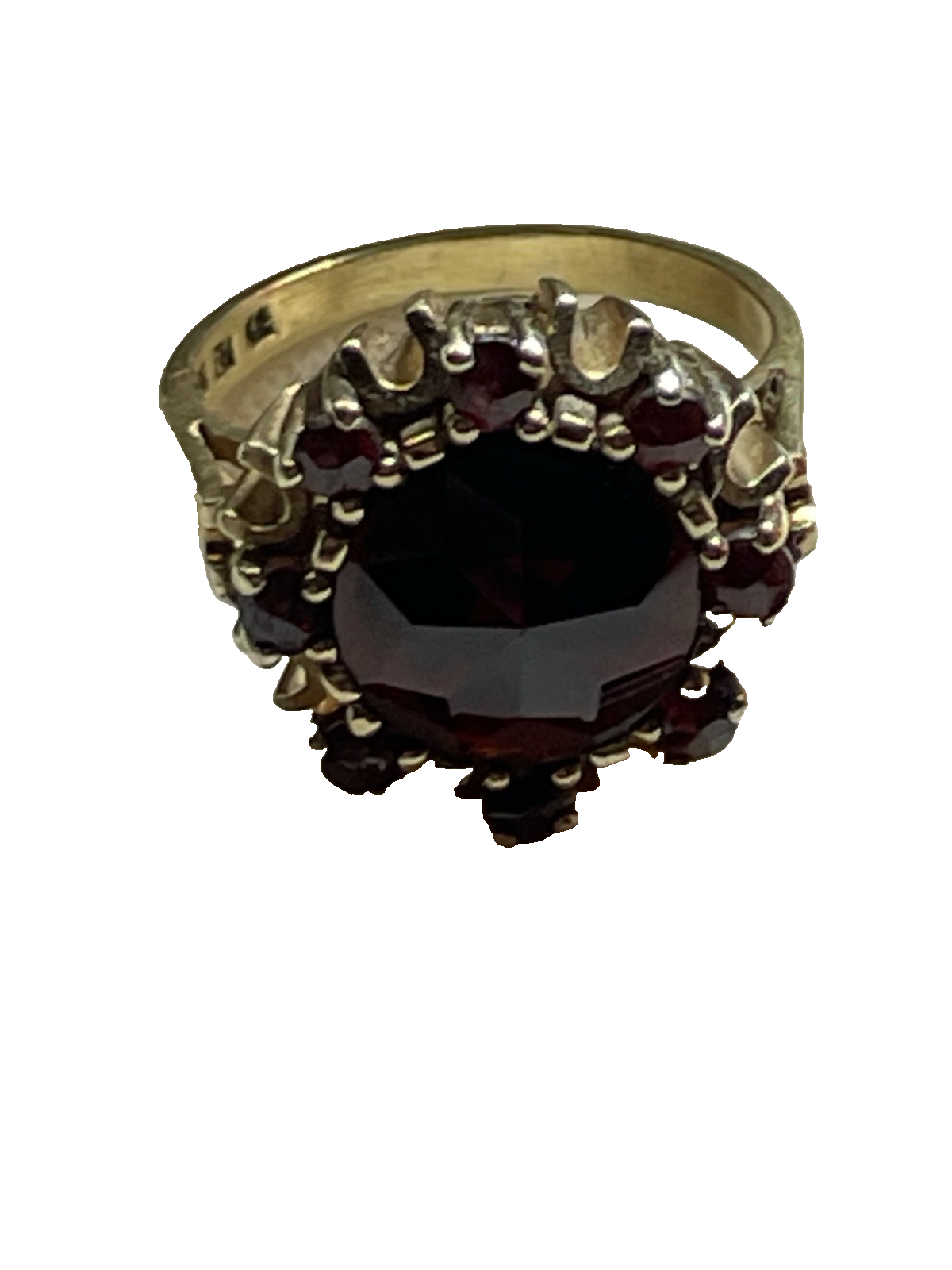 Edler 333 Gold 8 K Ring 9 x Granat Ø 17,2 mm RG 54 solide Handarbeit Juwelier15