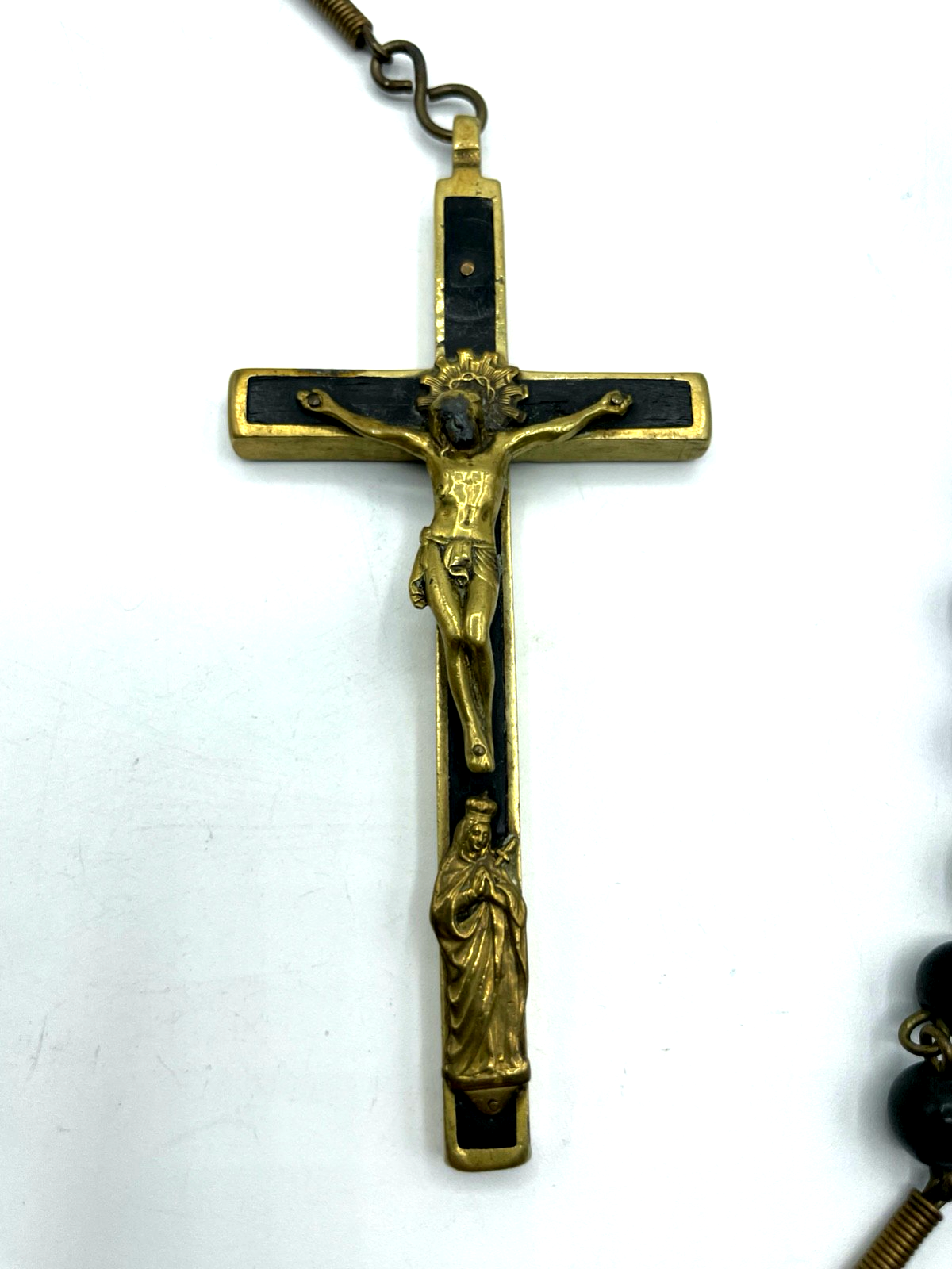 Antik mega gr. Rosenkranz Kruzifix Ordenskreuz um 1900 Klosterarbeit 140 cm lang2