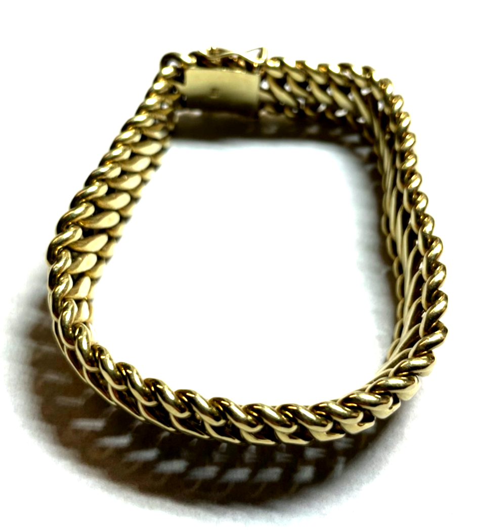 Klassisch 585 Gold 14 K Gold stattliches Armband L 20 cm B 15 mm 33 Gr. Juwelier4
