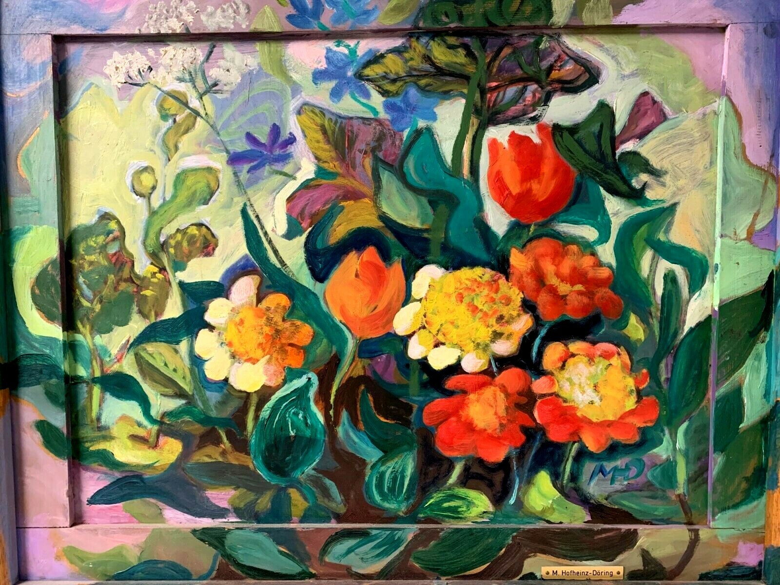 Margret Hofheinz-Döring - Blumen im Park - Öl auf Karton - 1968 - signiert1