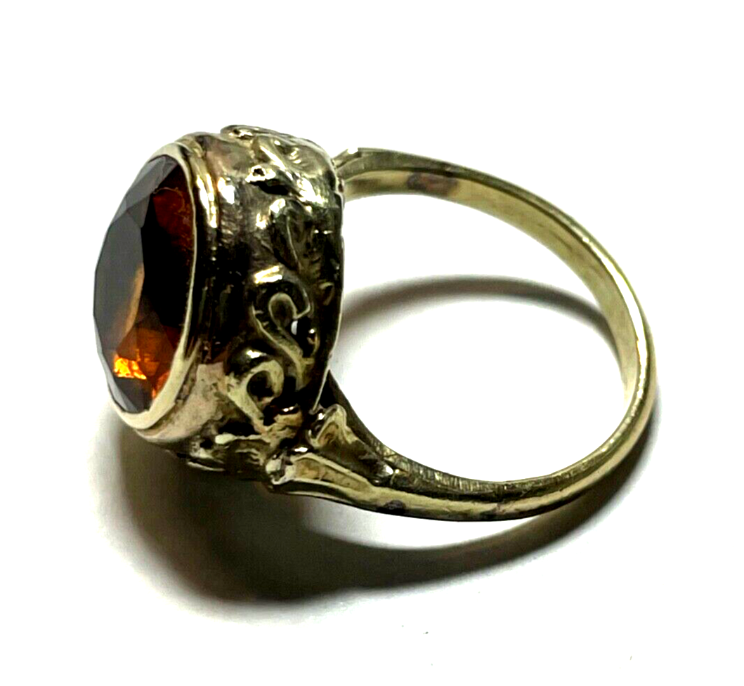 Antik 333 Gold 8 K Ring Madeira Citrin Ø 16,5mm RG 52 gepflegt solide Handarbeit8