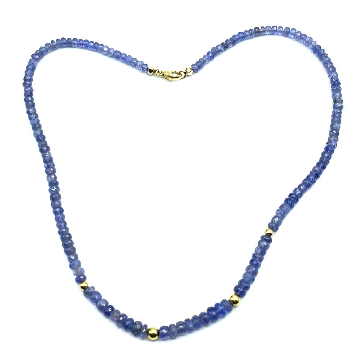 BCI 585 Gold 14 K Tansanit facettiert Kette Halskette L 45,5 cm im Verlauf gepfl0