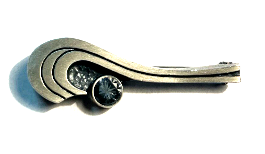 Modernist 925 Silber Brosche Designer Anstecknadel KJP Finnland Bergkristall4
