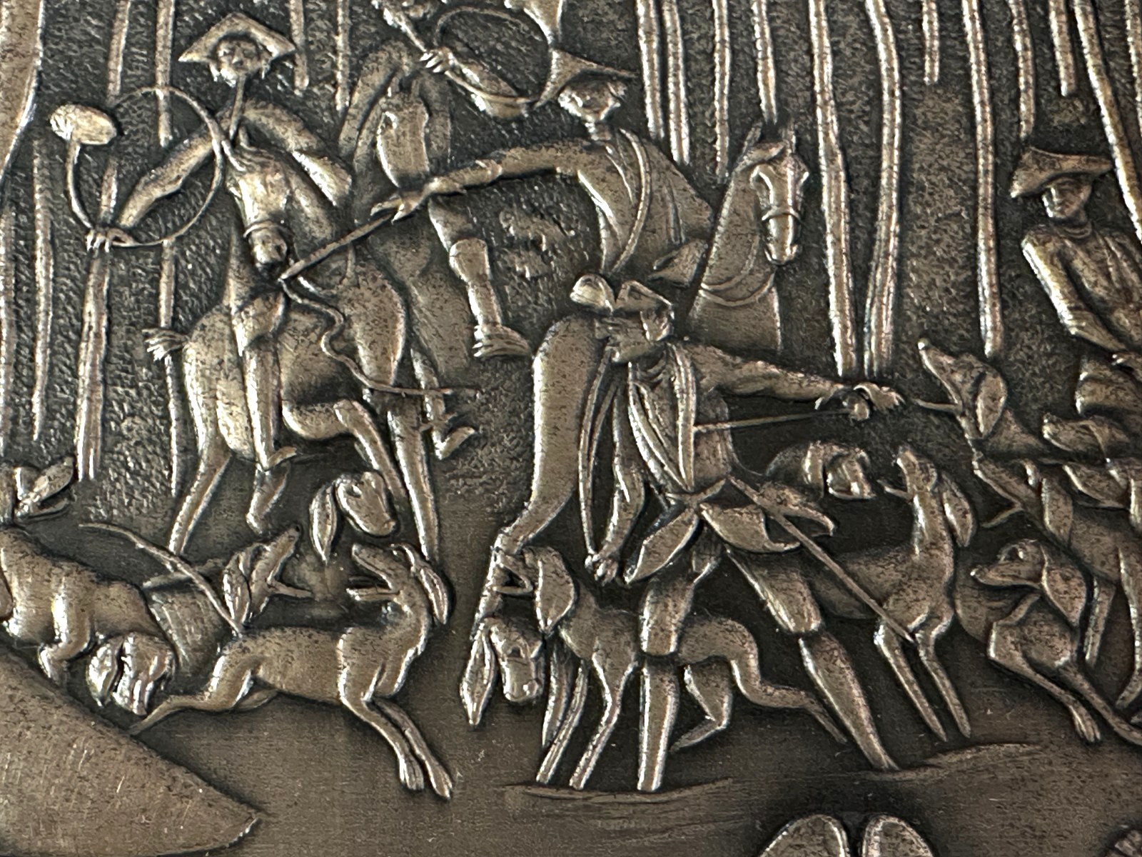 Silberrelief - Jagdszene J. E. Ridinger – Feinsilber 999 – limitiert 87/12006