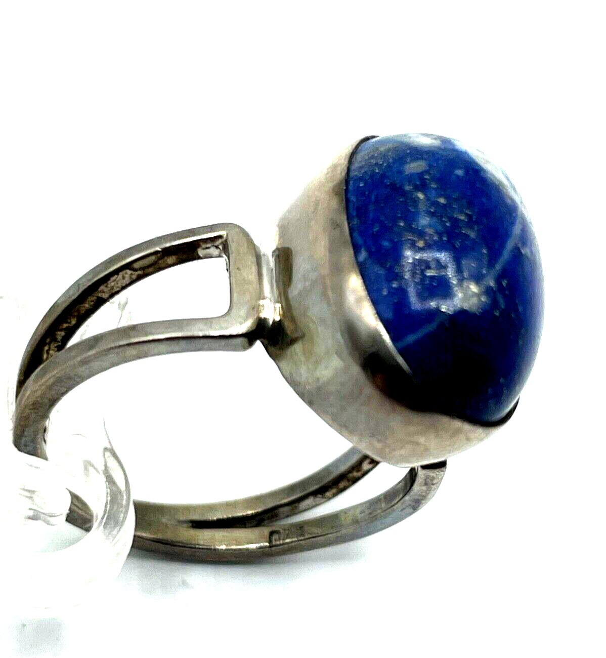 Vintage solider 925 Silber Ring Sodalith massiv Ø17mm RG54 Handarbeit midcentury5