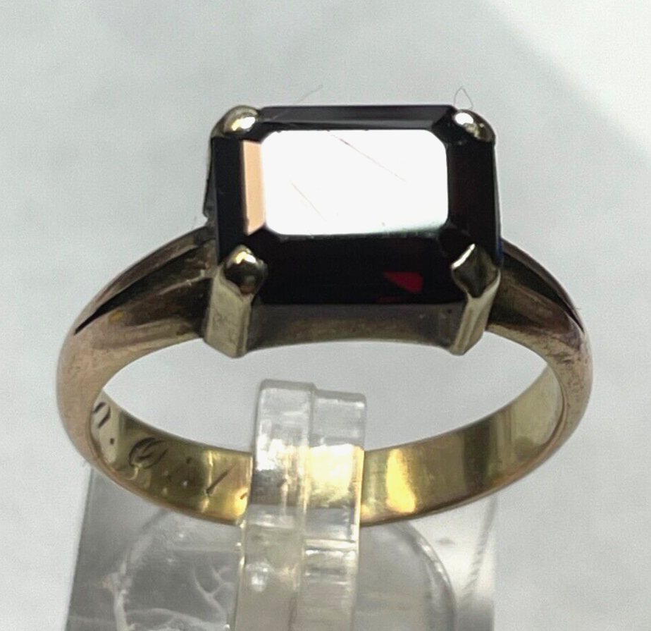 Antik 333 Gold 8 K Ring dunkel roter Granat Ø 20 mm RG 63 solide Qualität8