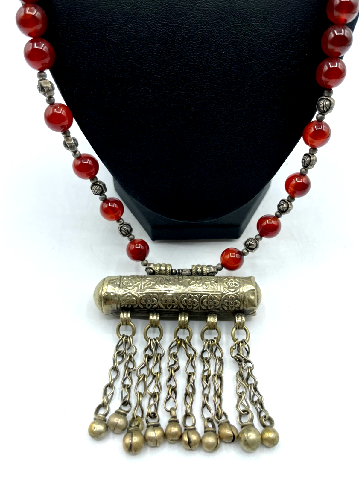 66 cm lange Kette Ethno Tuareg oder Berber Schmuck Karneol Halskette Ø 9 mm1