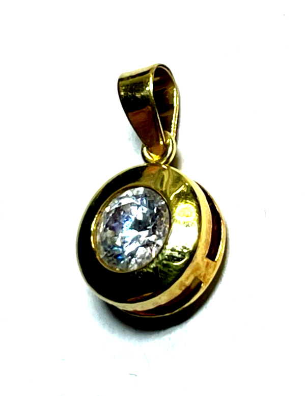 585 Gold 14 K Gelbgold Anhänger Simili Brillant Solitär 0,5 ct. Juwelier1