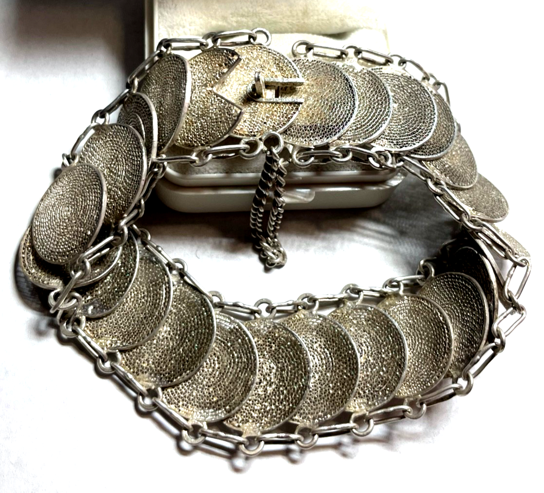 Vintage attraktives Armband Orient Echtsilber feine Handarbeit Breite 24 mm0